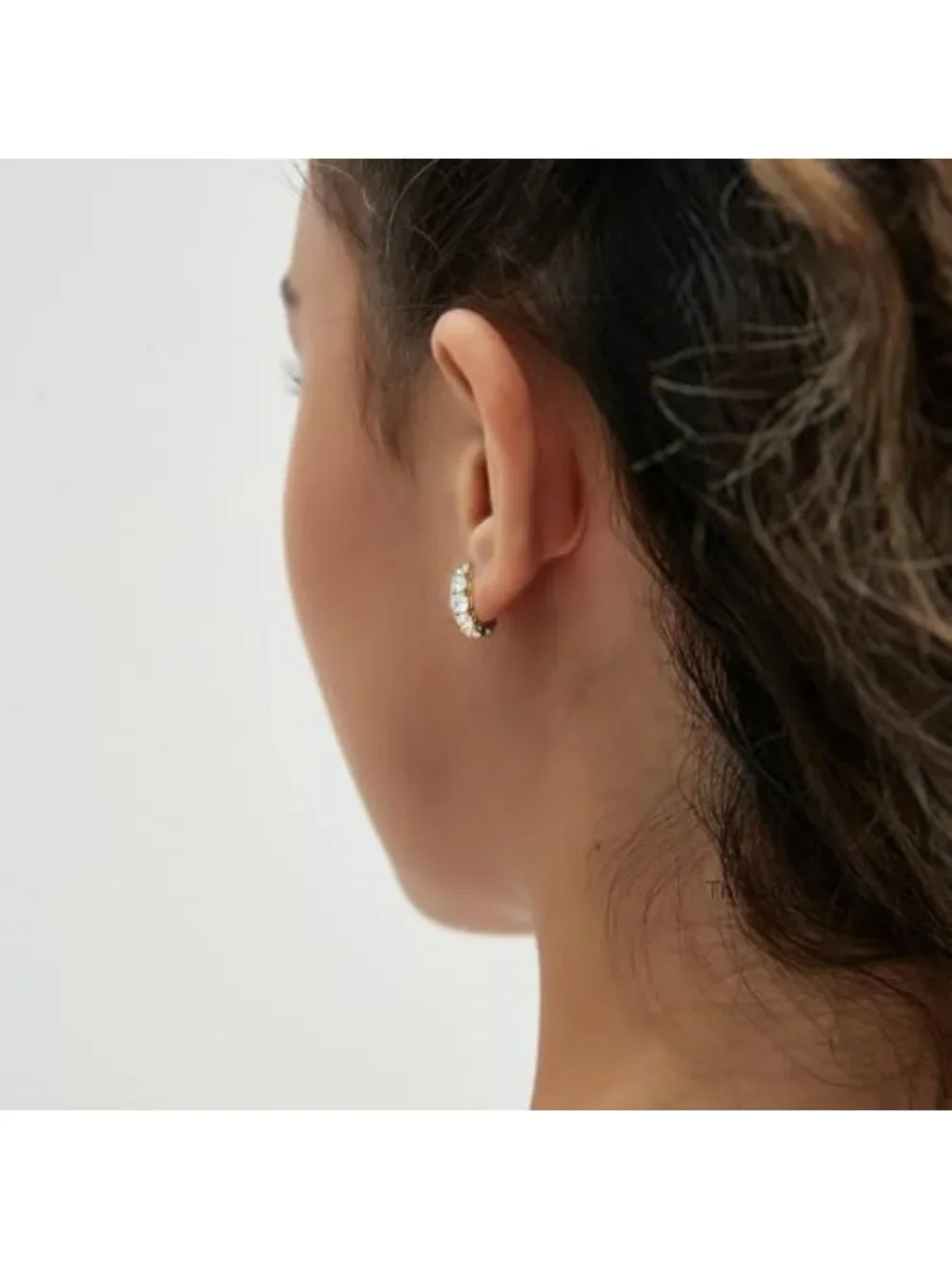 2 Pairs Gold Plated Huggie Hoop Earrings Set with Cubic Zirconia Hypoallergenic